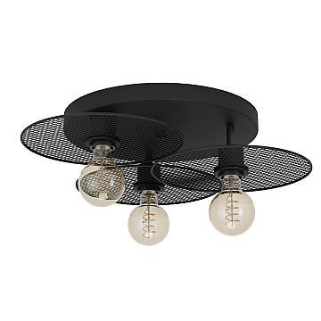 Plafoniera Vintage Ikeston Acciaio Nero 3 Luci E27