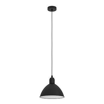 Lampadario A Sospensione Vintage Priddy Acciaio Nero Bianco 1 Luce E27