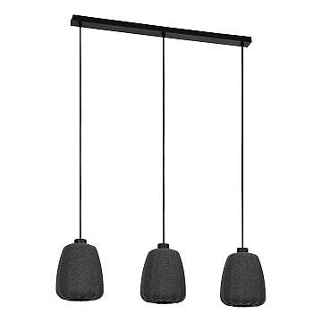 Lampadario A Sospensione Vintage Barlaston Acciaio Nero Grigio 3 Luci E27