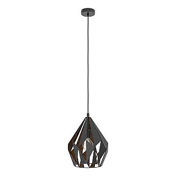 Lampadario A Sospensione Vintage Carlton 1 Acciaio Nero Rame 1 Luce E27