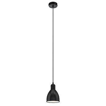 Sospensione Vintage Priddy Acciaio Nero Bianco 1 Luce E27