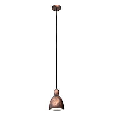 Lampadario A Sospensione Vintage Priddy 1 Acciaio Rame Anticato 1 Luce E27