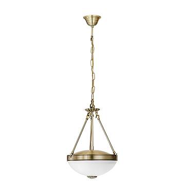 Lampadario A Sospensione Vintage Savoy Metallo Brunito Vetro 2 Luci E27