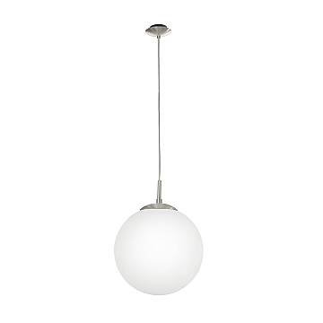 Lampadario A Sospensione Minimal Rondo Acciaio Nichel Opaco Vetro 1 Luce E27