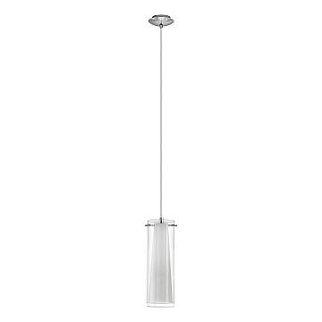 Lampadario A Sospensione Contemporaneo Pinto Acciaio Cromo Vetro 1 Luce E27
