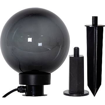 Luce Con Picchetto Esterno Monterollo Smoke Policarbonato Nero E Trasp E27 D20Cm