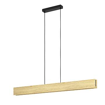 Sospensione Moderna Anchorena-Z Metallo Nero Legno 1 Luce Led 35W 3980Lm