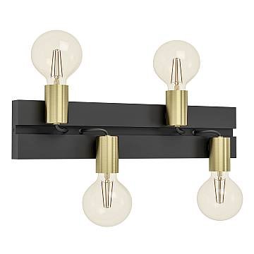 Applique Minimal Macchione Acciaio Nero 4 Luci E27