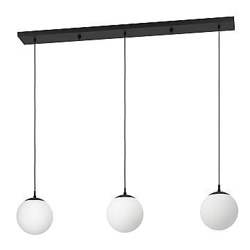 Lampadario A Sospensione Minimal Rondo 3 Acciaio Nero Vetro 3 Luci E27