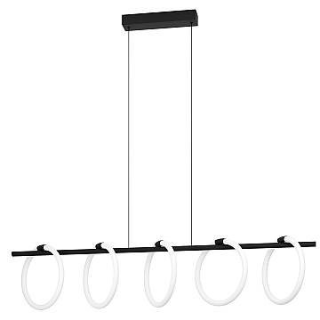 Lampadario A Sospensione Moderno Caranacoa Acciaio Nero 5 Luci Led 7W 7000Lm