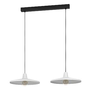 Lampadario A Sospensione Contemporaneo Miniere Acciaio Nero Grigio 2 Luci E27