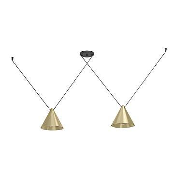 Lampadario A Sospensione Minimal Narices 1 Acciaio Nero Ottone 2 Luci E27