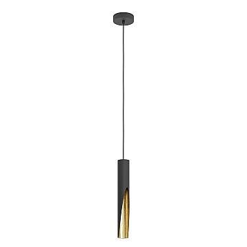 Lampadario A Sospensione Moderno Barbotto Acciaio Nero Oro 1 Luce Gu10 4,5W