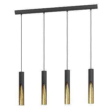 Lampadario A Sospensione Moderno Barbotto Acciaio Nero Oro 4 Luci Gu10 4,5W