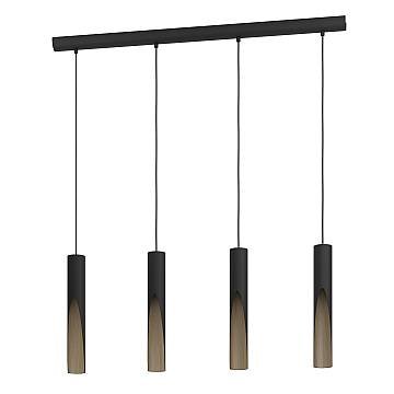 Lampadario A Sospensione Moderno Barbotto Acciaio Nero Marrone 4 Luci Gu10 4,5W