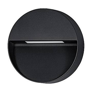 Applique Tonda Esterno Maruggio Alluminio Nero Policarbonato Trasp Led