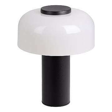 Lampade Da Tavolo Esterno Contemporaneo Ponente Acciaio Nero Vetro Bianco Led