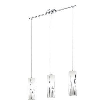 Lampadario A Sospensione Contemporaneo Rivato Acciaio Cromo Vetro 3 Luci E27