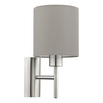 Applique Moderna Pasteri Acciaio Nichel Satinato Stoffa Tortora 1 Luce E27 Ip20