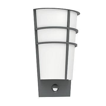 Applique Esterno Sensore Breganzo 1 Metallo Grigio Policarbonato Bianco Led