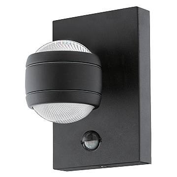 Applique Esterno Moderna Sesimba 1 Metallo Nero Policarbonato Bianco Led