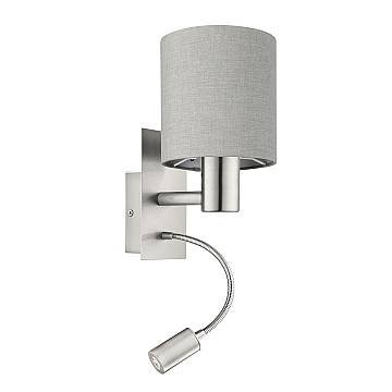 Applique Moderna Pasteri Acciaio Nichel Satinato Stoffa Tortora Luce E27 Ip20