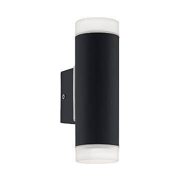 Applique Esterno Moderna Riga-Led Metallo Nero Policarbonato Bianco Led