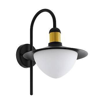 Applique Esterno Contemporanea Sirmione Metallo Nero Vetro Bianco 1 Luce E27