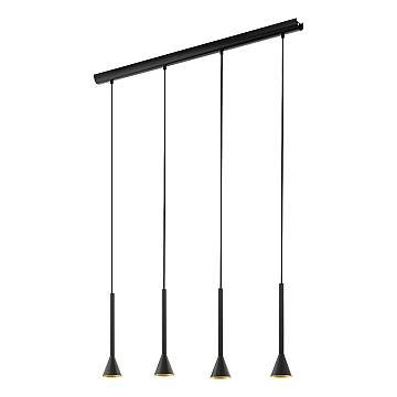 Lampadario Contemporaneo Cortaderas Acciaio Nero Oro 4 Luci Gu10 4,8W