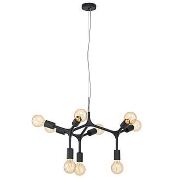 Lampadario A Sospensione Moderno Bocadella Acciaio Nero 9 Luci E27