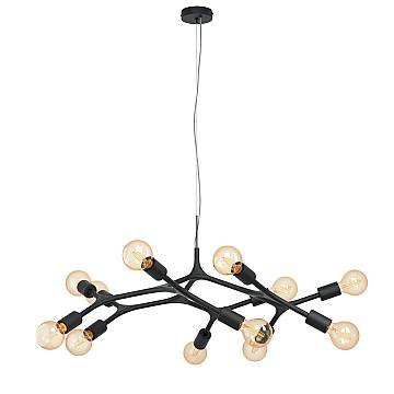 Lampadario A Sospensione Moderno Bocadella Acciaio Nero 12 Luci E27