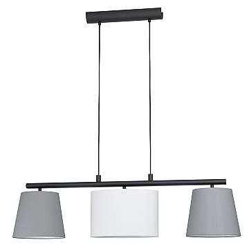 Lampadario A Sospensione Moderno Almeida 1 Acciaio Nero Grigio 3 Luci E14