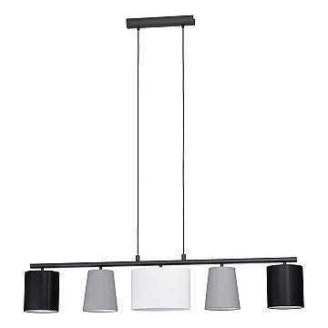 Lampadario A Sospensione Moderno Almeida 1 Acciaio Nero Grigio 5 Luci E14