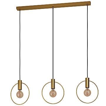 Lampadario A Sospensione Contemporaneo Manizales Acciaio Ottone 3 Luci E27