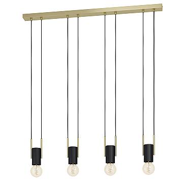 Lampadario A Sospensione Moderno Bitachito Acciaio Nero Ottone 4 Luci E27