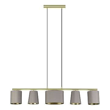 Lampadario A Sospensione Moderno Almeida 2 Acciaio Ottone Cappuccino 5 Luci E14