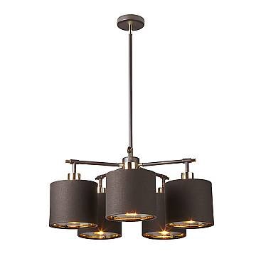 Lampadario Contemporaneo Balance Acciaio Marrone Ottone Lucido 5 Luci E27