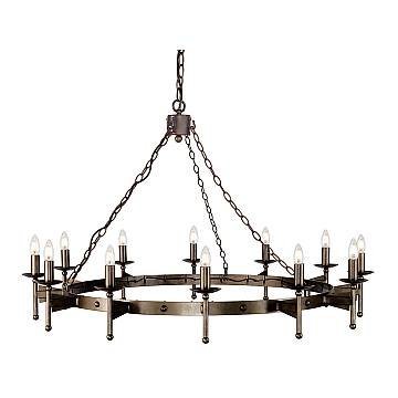 Lampadario Industrial Nordico Cromwell Metallo Bronzo Antico 12 Luci E14