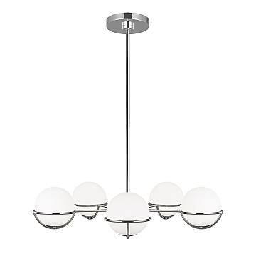 Lampadario Apollo Acciaio Nichel Vetro 5 Luci G9 3 Ledw 3000K 1600Lm