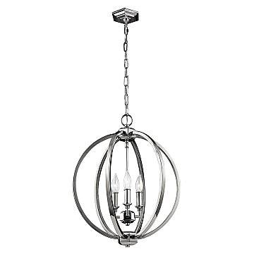 Lampadario Classico Corinne Acciaio Nichel Lucido 3 Luci E14 D43,2Cm