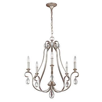Lampadario Classico Dewitt Acciaio Argento Sunrise 5 Luci E14