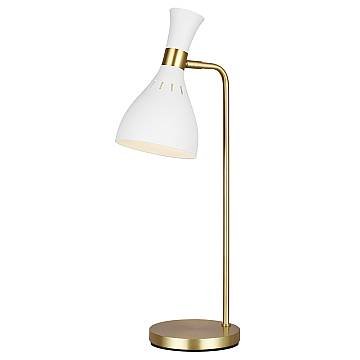 Lampada Da Scrivania Contemporanea Joan Acciaio Bianco Ottone Brunito 1 Luce E27