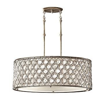 Lampadario Contemporaneo Lucia Acciaio Argento Brunito Cristalli 3 Luci E27