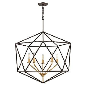Lampadario Industrial Nordico Astrid Metallo Bronzo Opaco 5 Luci E14