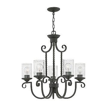 Lampadario Industrial Nordico Casa Alluminio Nero Antico Vetro 5 Luci E27
