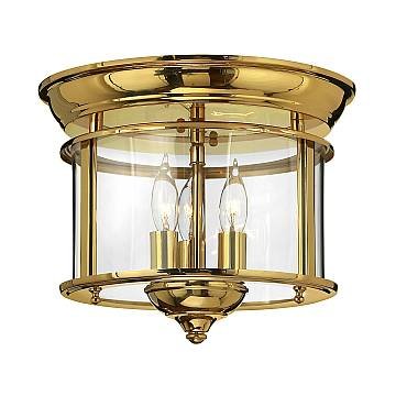Plafoniera Contemporanea Gentry Ottone Lucido Vetro 3 Luci E14