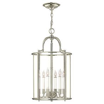 Lampadario Contemporaneo Gentry Acciaio Nichel Lucido Vetro 6 Luci E14