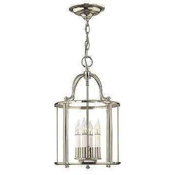 Lampadario Contemporaneo Gentry Acciaio Nichel Lucido Vetro 4 Luci E14