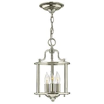 Lampadario Contemporaneo Gentry Acciaio Nichel Lucido Vetro 3 Luci E14