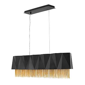 Lampadario Contemporaneo Zuma Acciaio Nero Satinato Oro 6 Luci E27